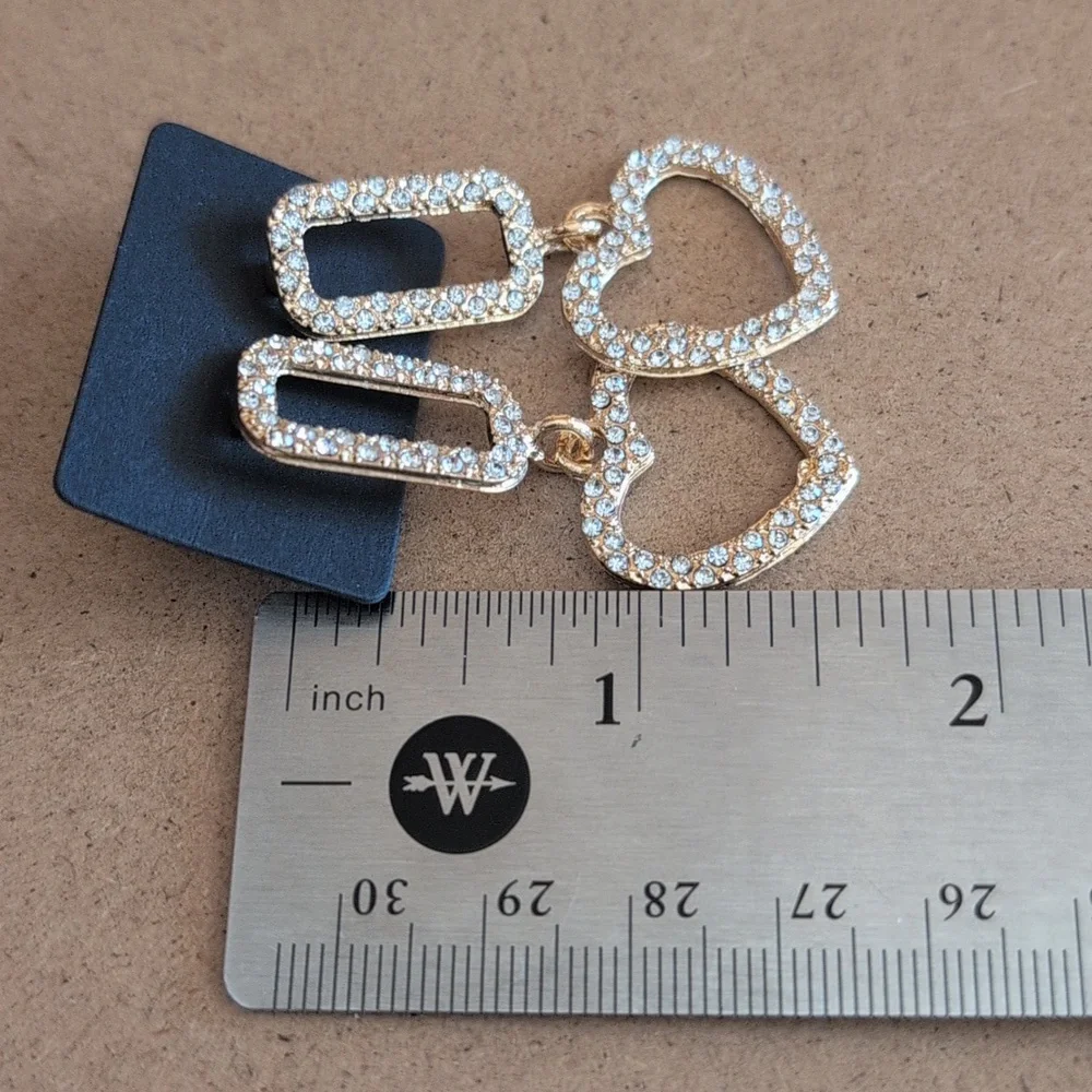 Gold Heart Dangle Earrings